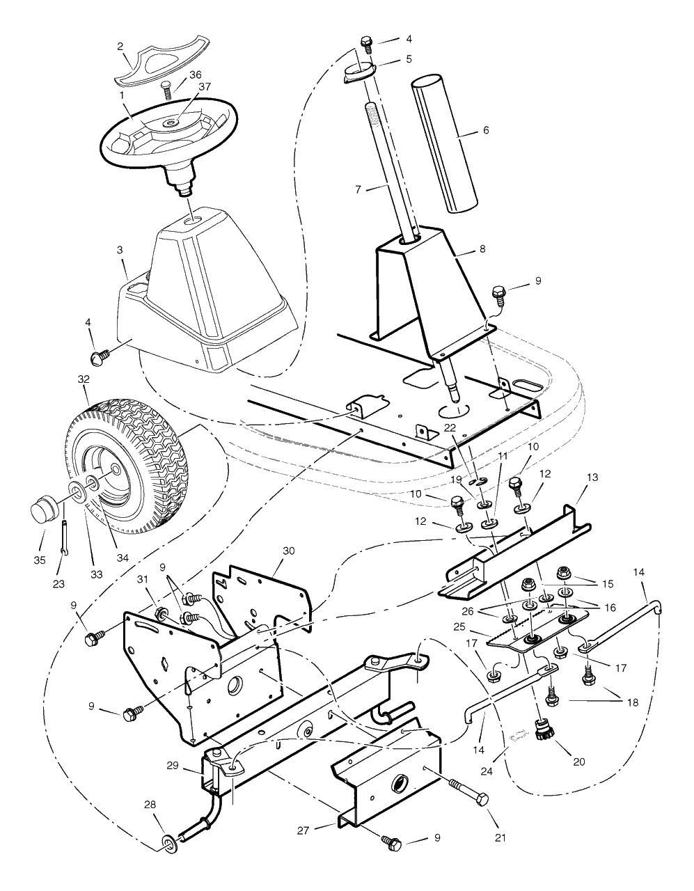 Steering Diagram and Parts List for 309007X51C (7800531)(2009) Murray Lawn Tractor