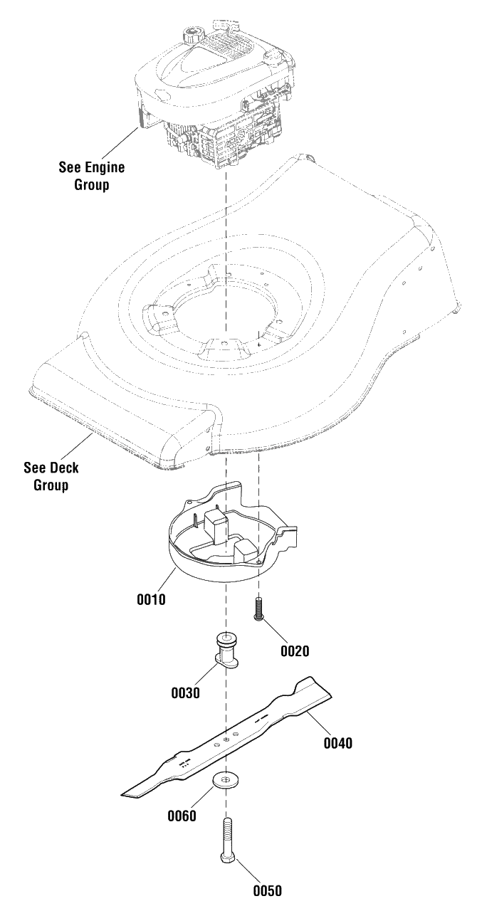 Blade Group (881280) Diagram and Parts List for MXU16550E (881559)(2012) Murray Lawn Mower