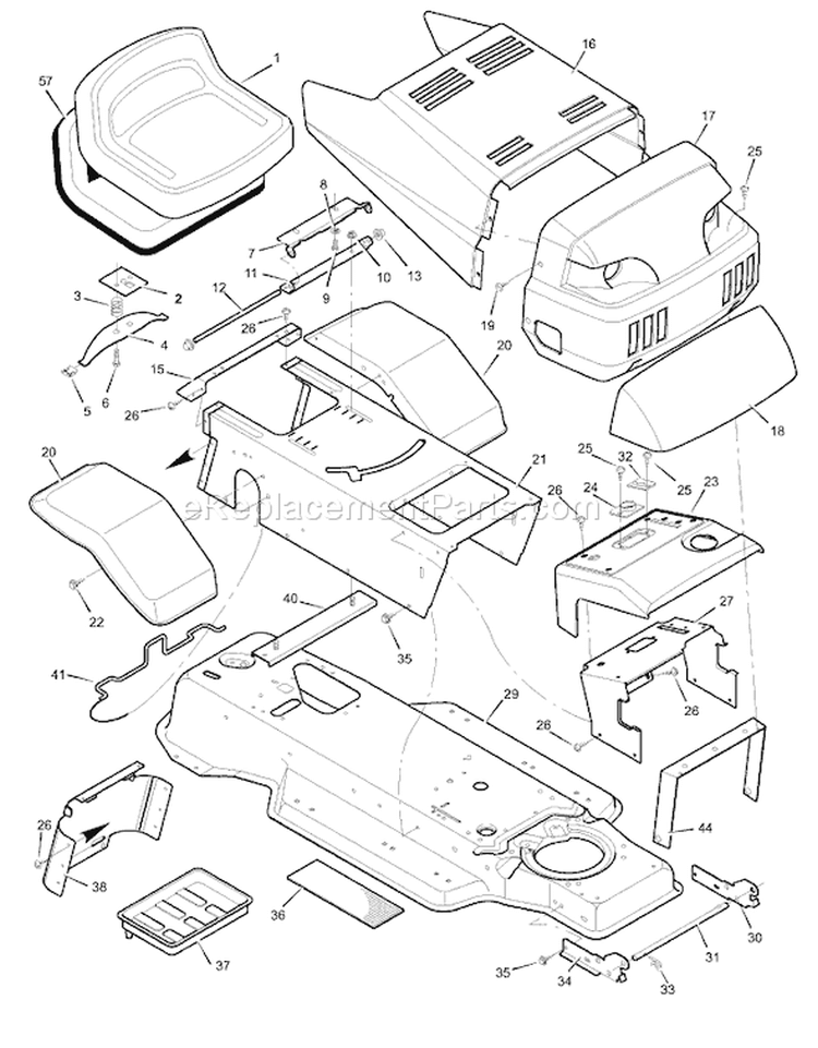Page A Diagram and Parts List for 38717X53A MT432T -1999 Murray Lawn Tractor