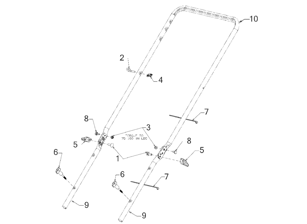 Handle Diagram and Parts List for 12A-B0BA758 2019 Murray Lawn Mower
