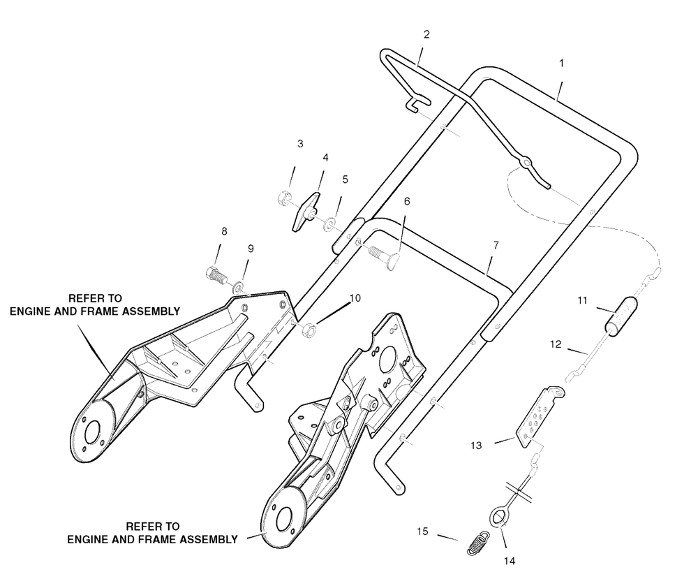 Handle Assembly Diagram and Parts List for 525-21 (1695538)(2009) Murray Snow Blower