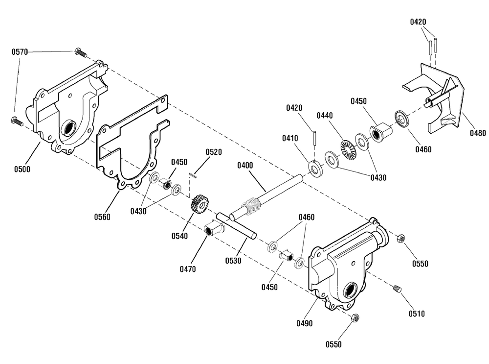 Gear Case Assembly (1738602) Diagram and Parts List for 800-24 (1695775)(2009) Murray Snow Blower