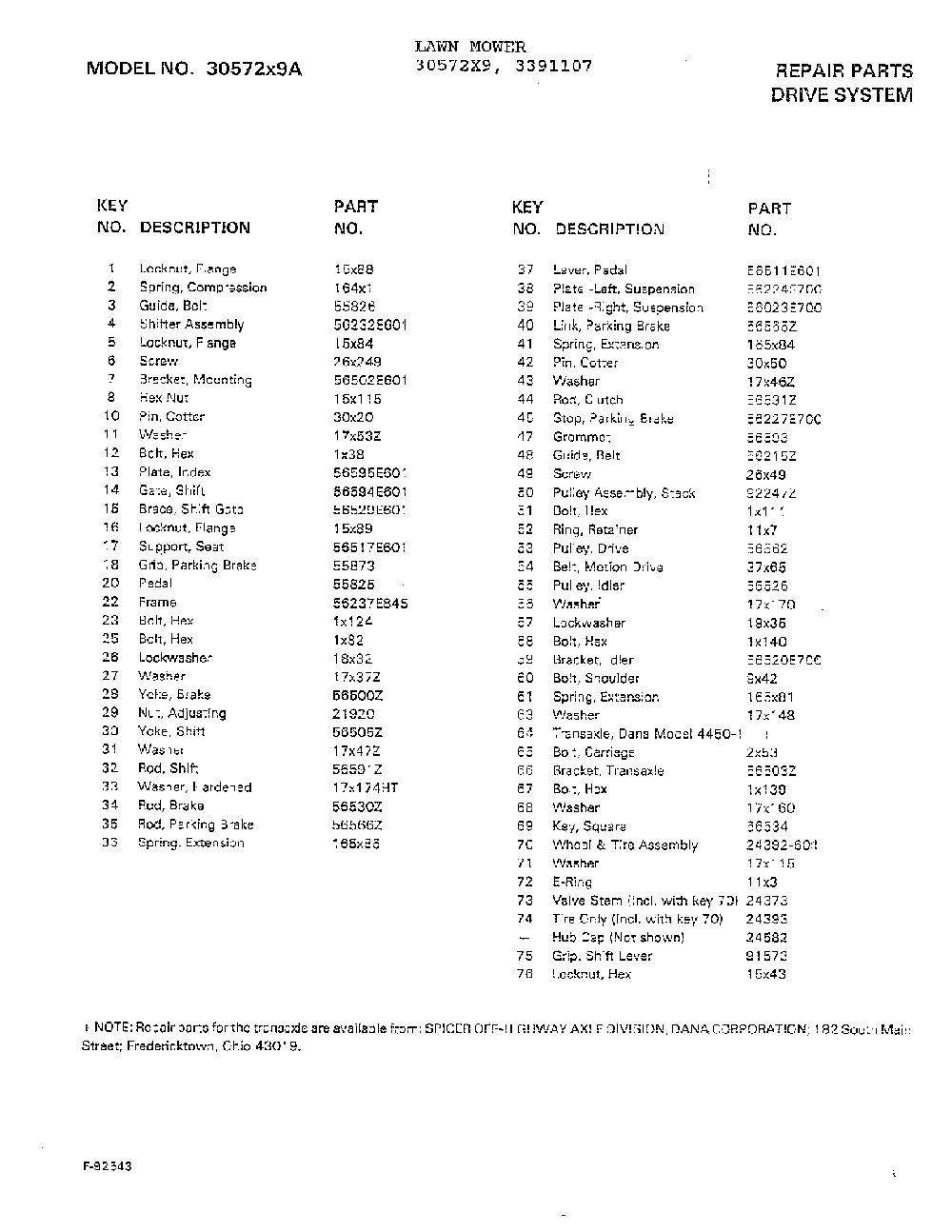 Drive systems page 2 Diagram and Parts List for 3391107  Murray Lawn Tractor