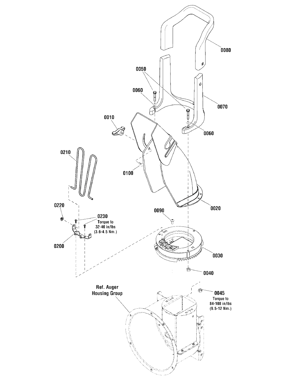 Discharge Chute Group - Manual Diagram and Parts List for ML61750R (1696212-00)(2012) Murray Snow Blower