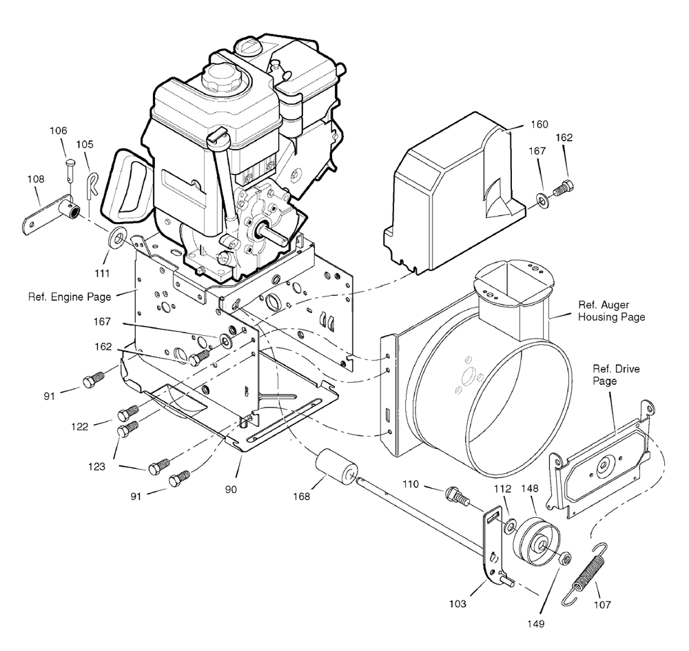 Frame Diagram and Parts List for 6291670X196 (1695426)(2007) Murray Snow Blower