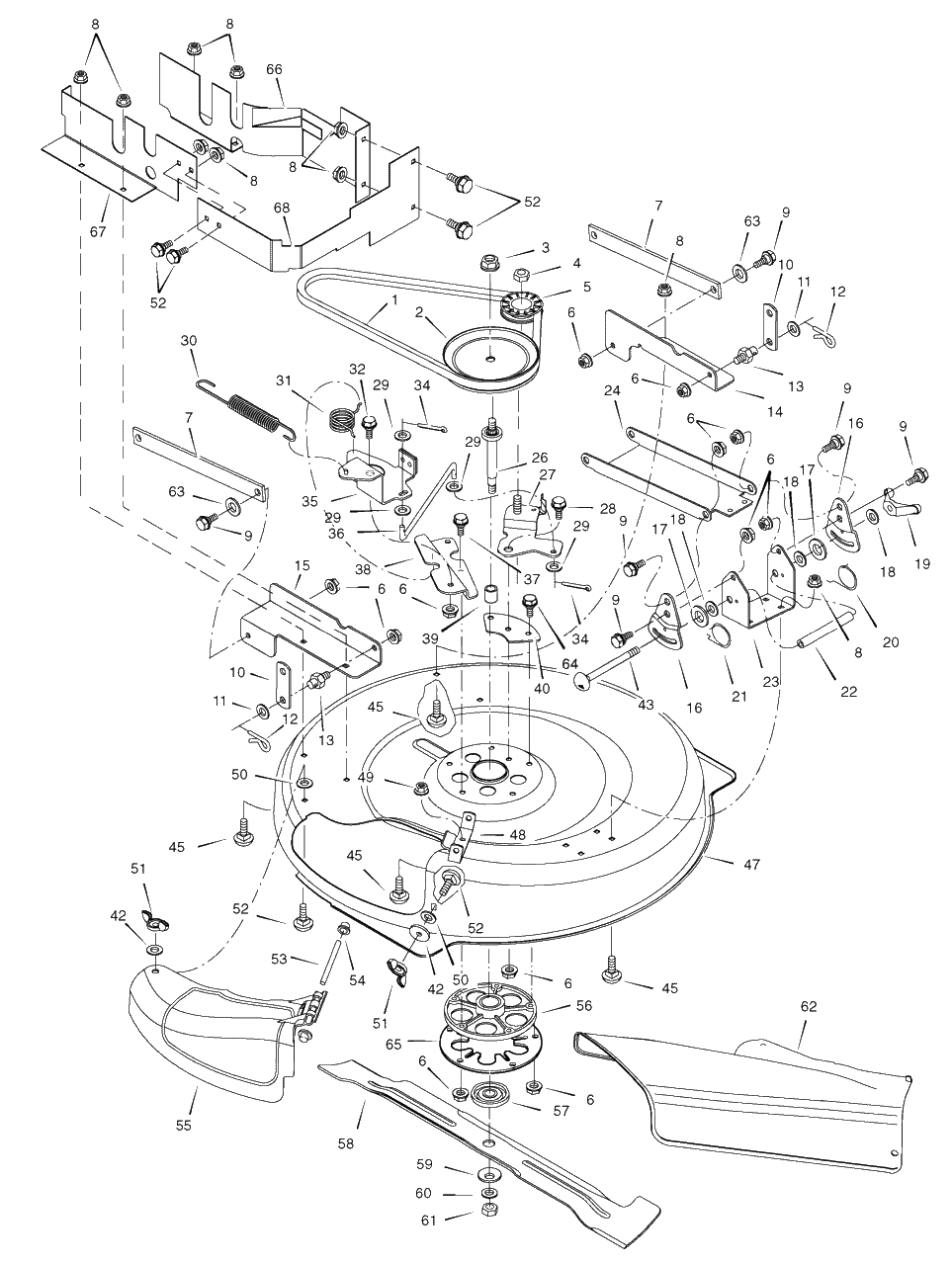 Mower Housing Diagram and Parts List for 309007X151B (7800532)(2009-10) Murray Lawn Tractor