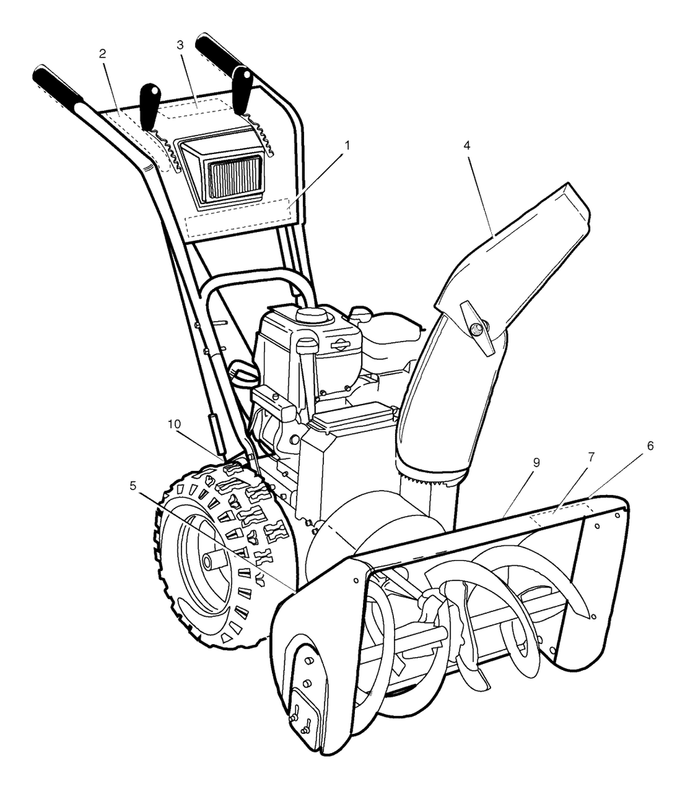 Decals Diagram and Parts List for 6271200X61 (1695365)(2007) Murray Snow Blower