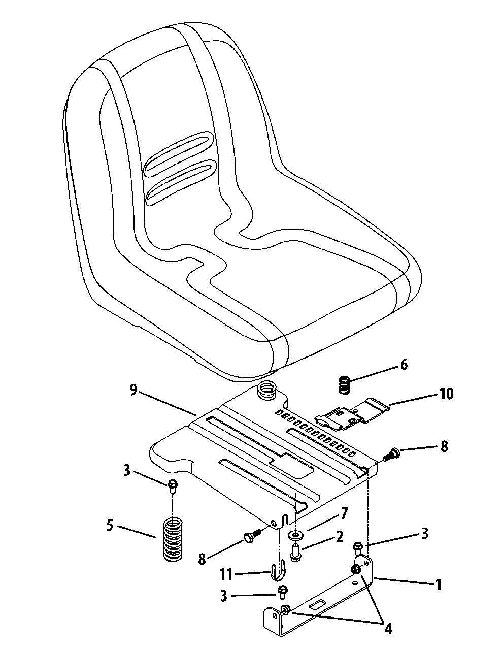 Seat Adjustment Diagram and Parts List for MZ2142 (17AC2ACS058)(2012) Murray Lawn Tractor