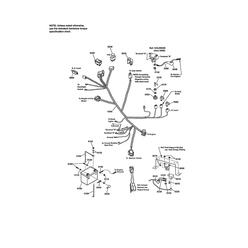 Electrical Diagram and Parts List for RZT26520 2691079 Murray Ride-On Cars