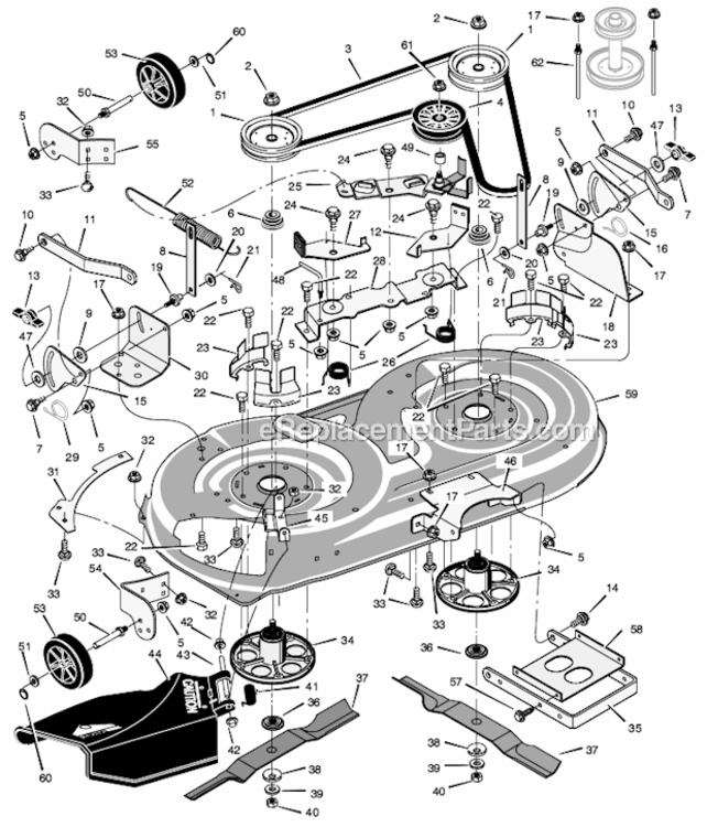 Mower_Housing Diagram and Parts List for 425620X92A  Murray Lawn Tractor