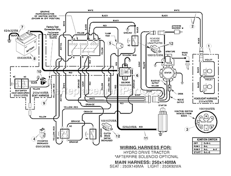 Page D Diagram and Parts List for 425624X190A 552547 Murray Lawn Tractor