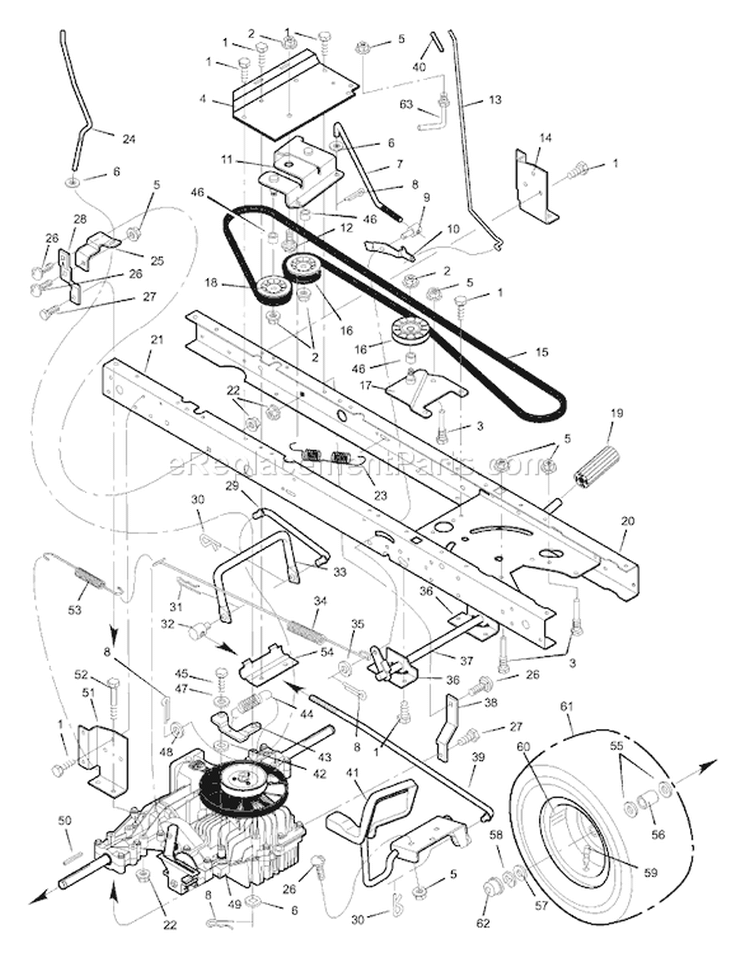 Page D Diagram and Parts List for 42591X88B VRO4216HX -1999 Murray Lawn Tractor
