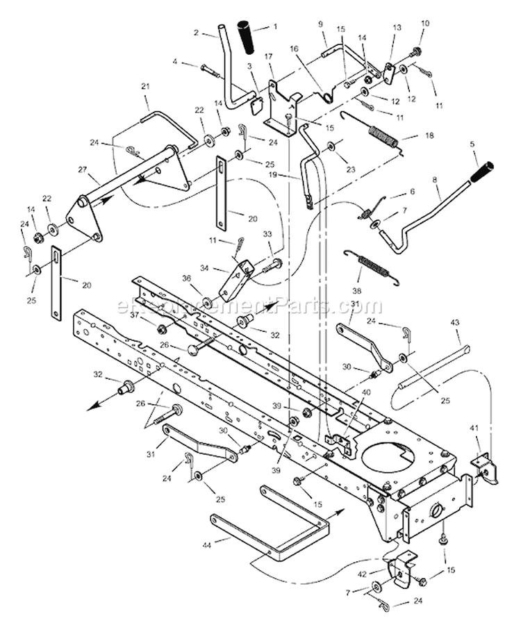 Page F Diagram and Parts List for 42591X88B VRO4216HX -1999 Murray Lawn Tractor