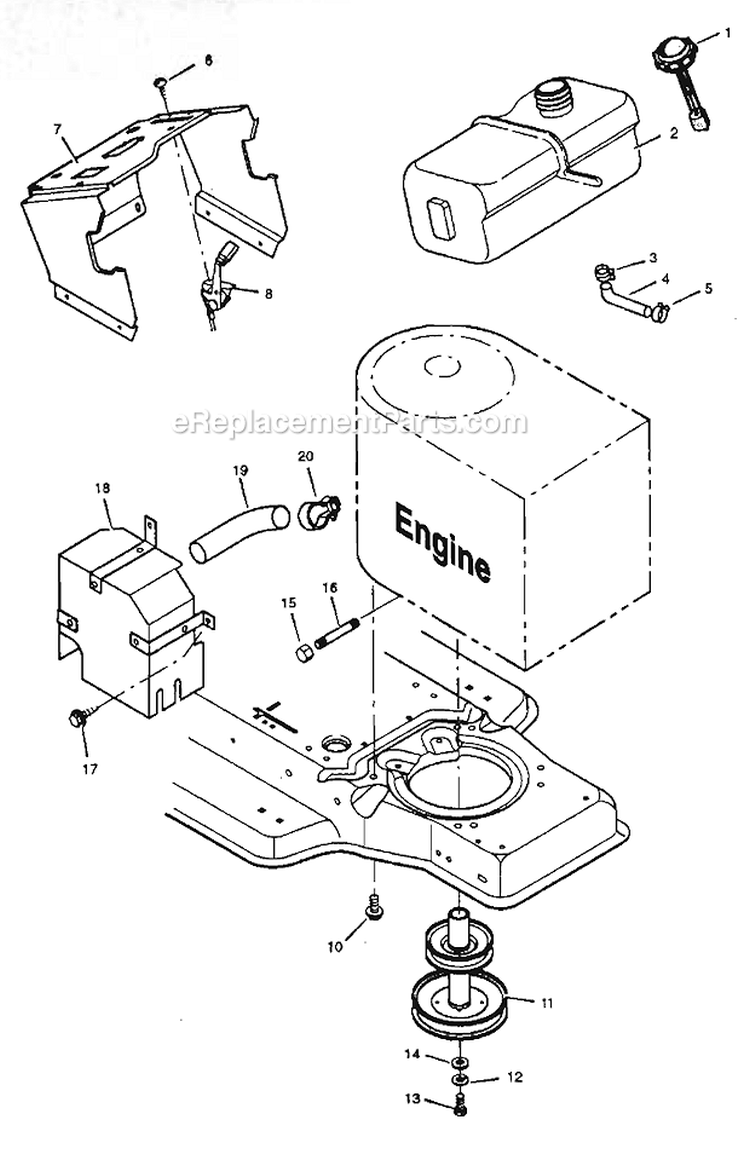 Engine Mount Diagram and Parts List for 42813X92A  Murray Lawn Tractor