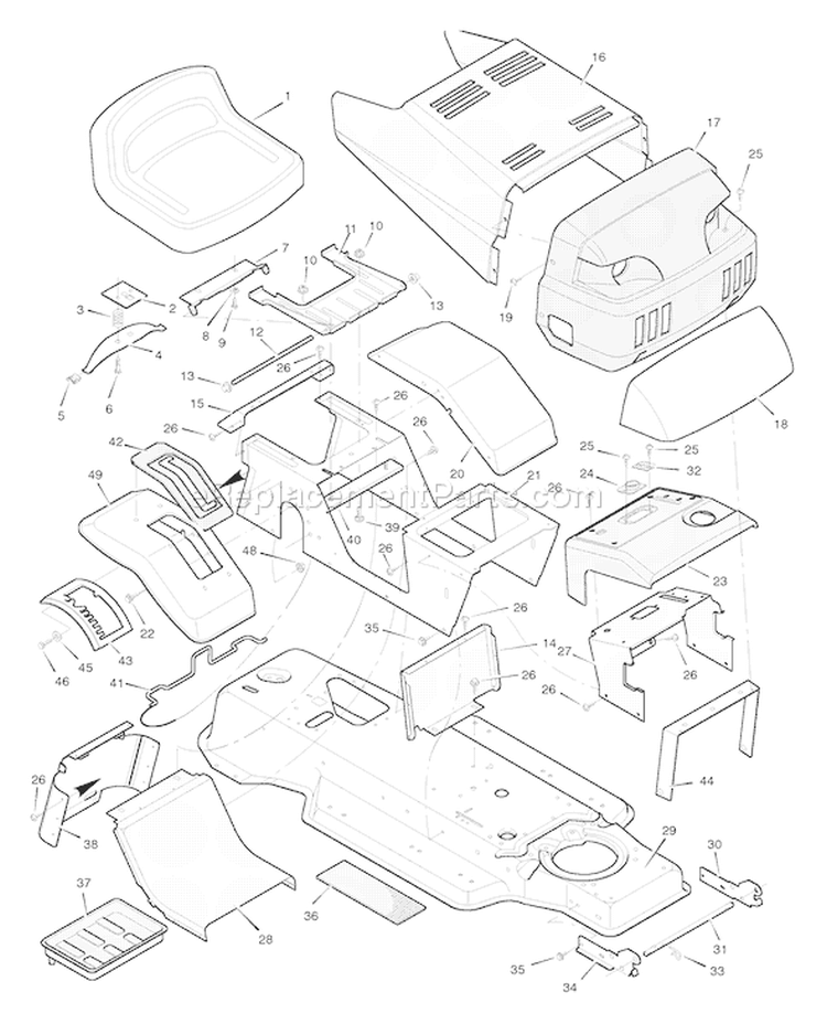Page A Diagram and Parts List for 42830B  Murray Lawn Tractor