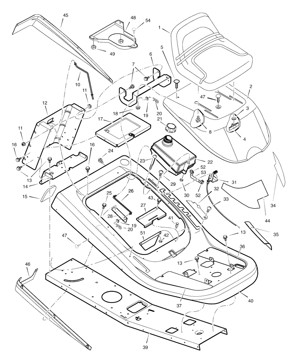 Chassis And Hood Diagram and Parts List for 309007X51B (7800529)(2009) Murray Lawn Tractor