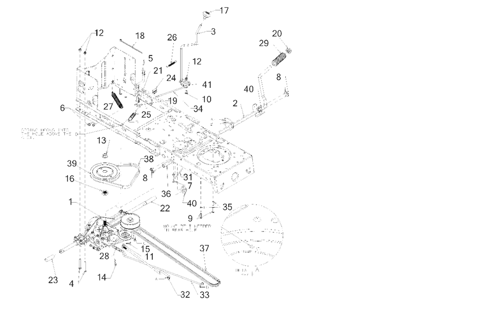 Drive Diagram and Parts List for M115-38 (13BC77LF058)(2018) Murray Lawn Tractor