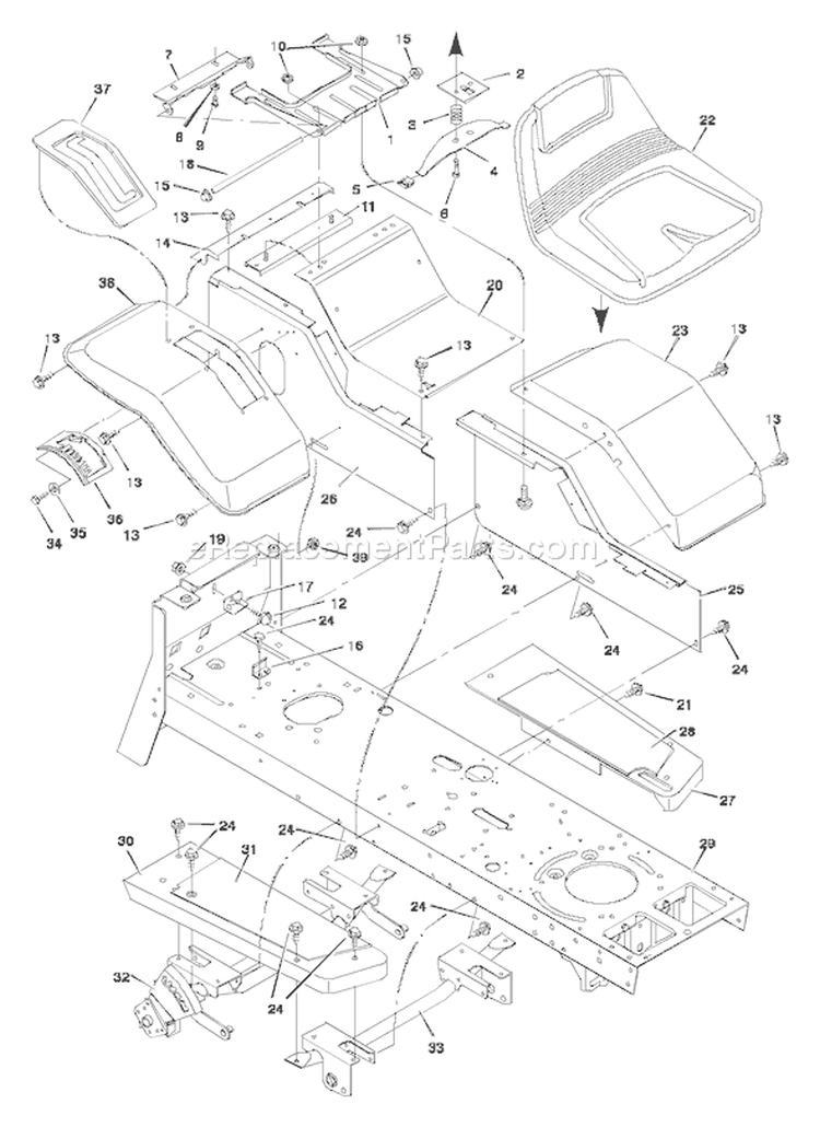 Page A Diagram and Parts List for 46379X192B 46378x6B 1997 Murray Lawn Tractor