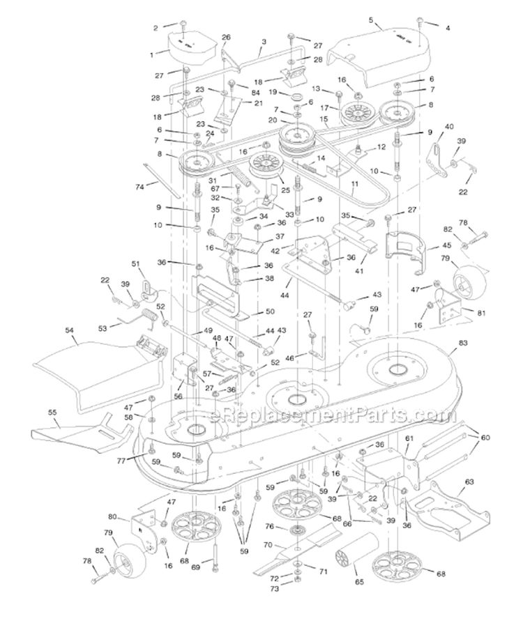 Mower Housing Diagram and Parts List for 46906X99A  Murray Lawn Tractor