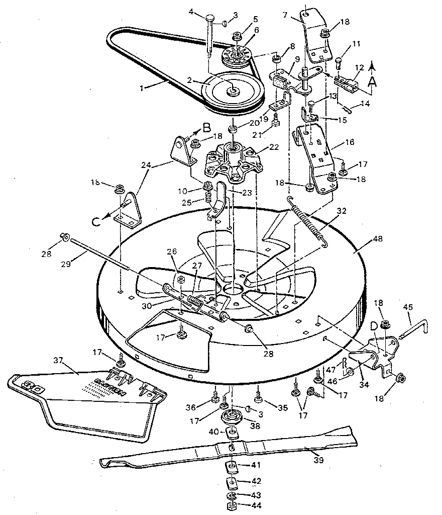 Mower housing bottom half Diagram and Parts List for 9-30502  Murray Lawn Mower