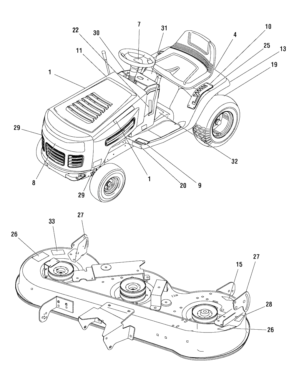 Decal Group Diagram and Parts List for MT24460 (7800564)(2009) Murray Lawn Tractor