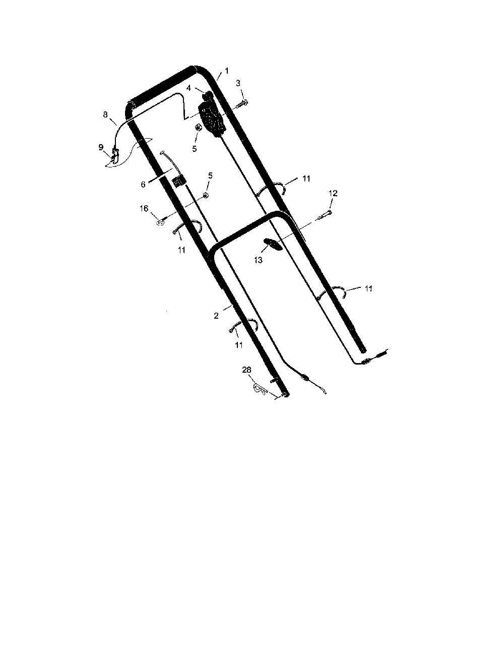 Handle/cables Diagram and Parts List for 20608X46  Murray Lawn Mower