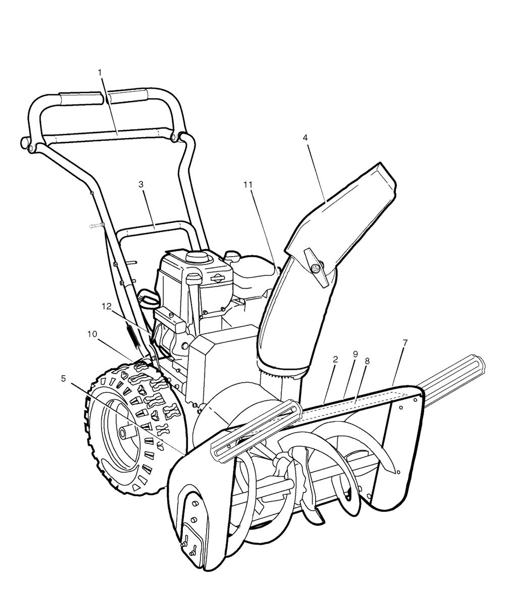 Decals Diagram and Parts List for 6240900X196A (1695425)(2007) Murray Snow Blower