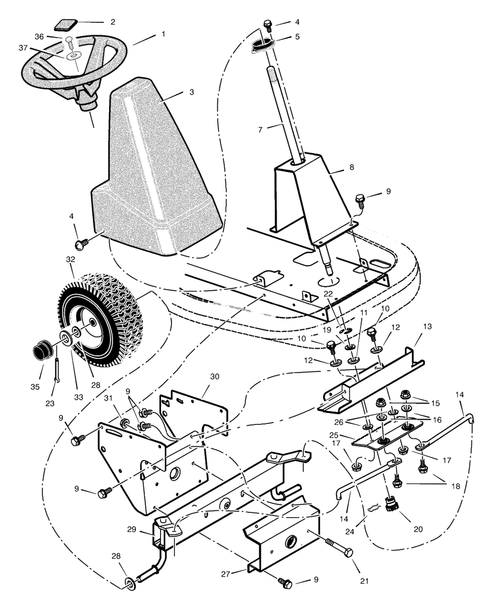 Steering Diagram and Parts List for 309311X92A 2003 Murray Lawn Tractor