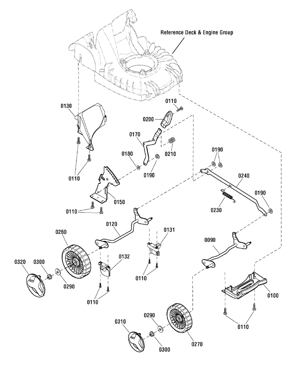 Wheel And Axles Group - Push (884145) Diagram and Parts List for 500 (884145)(2010) Murray Lawn Mower