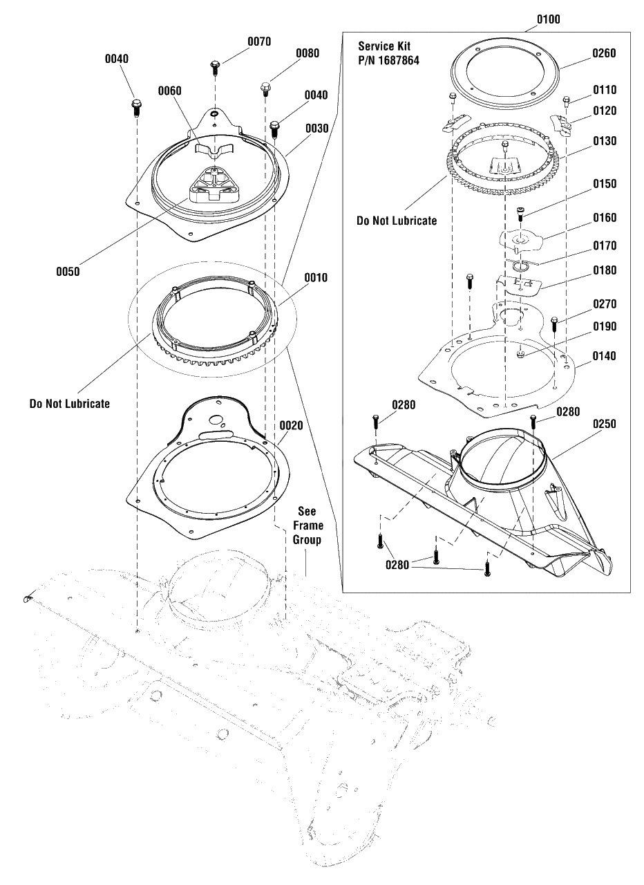 Chute Rotation Group - Manual Diagram and Parts List for MS55800 1695886 Murray Snow Blower