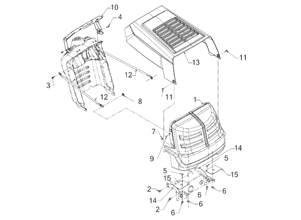 Hood And Grille Diagram and Parts List for M115-38 (13BC77LF058)(2018) Murray Lawn Tractor