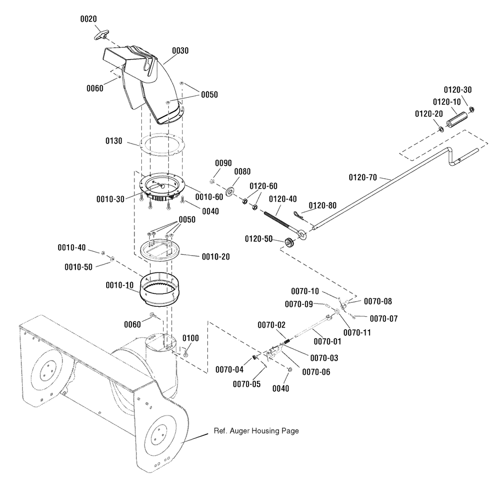 Chute And Rotation Group Diagram and Parts List for 800-24 (1695775)(2009) Murray Snow Blower