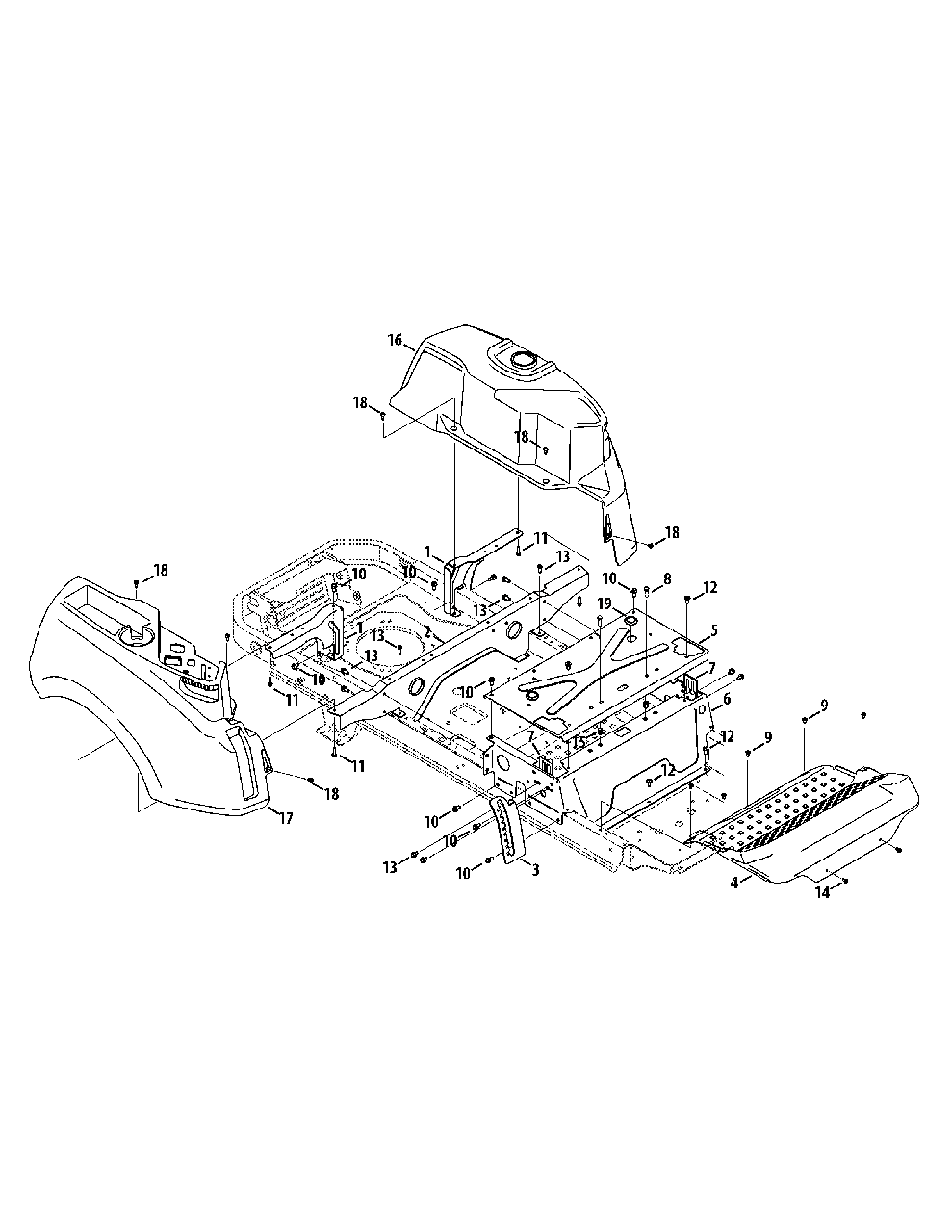 Operators Platform Diagram and Parts List for M200-46 (RZT-46)(2015) Murray Lawn Tractor