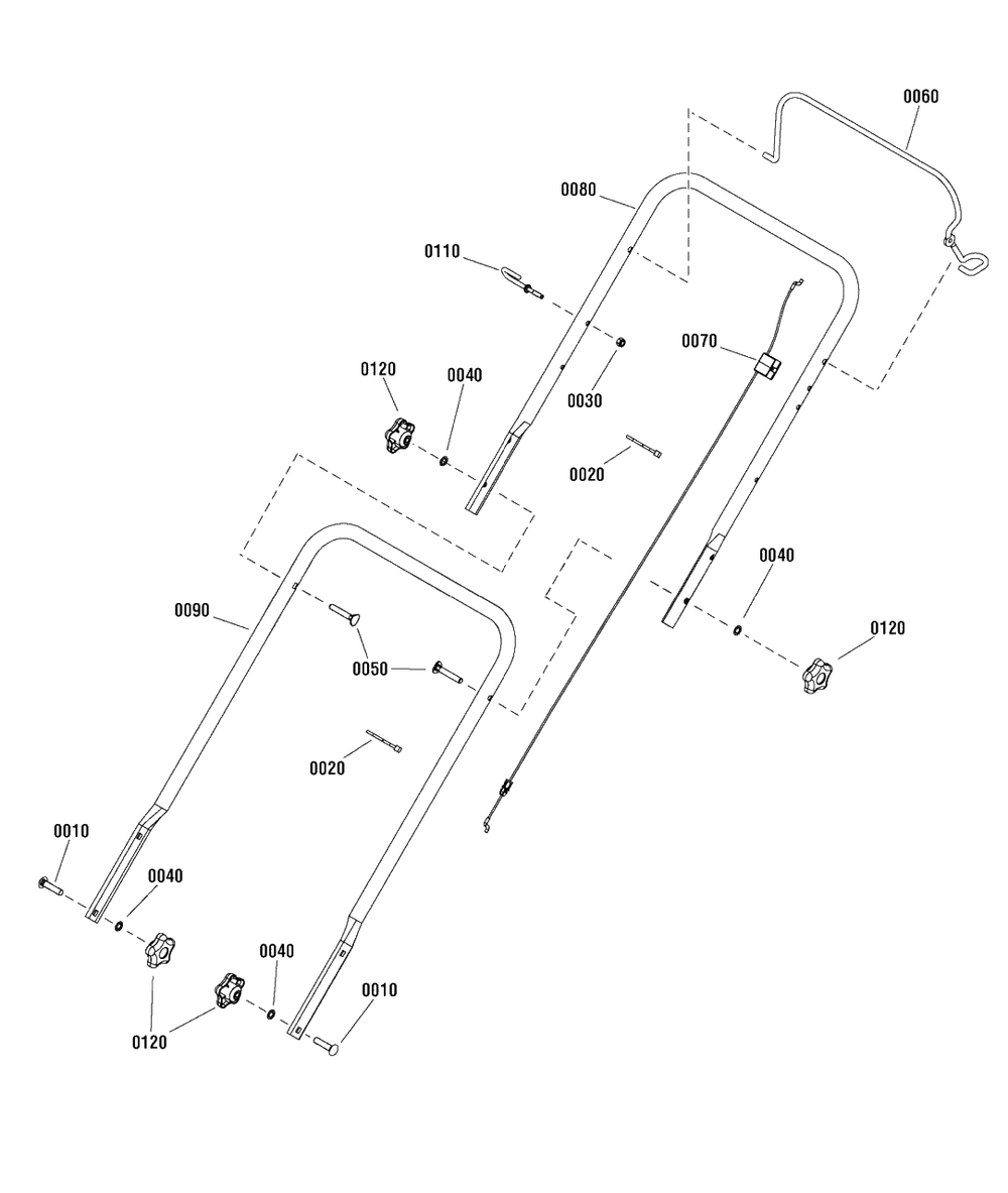 Handles Assembly (7502017) Diagram and Parts List for MD2250FC (7800889)(2012) Murray Lawn Mower