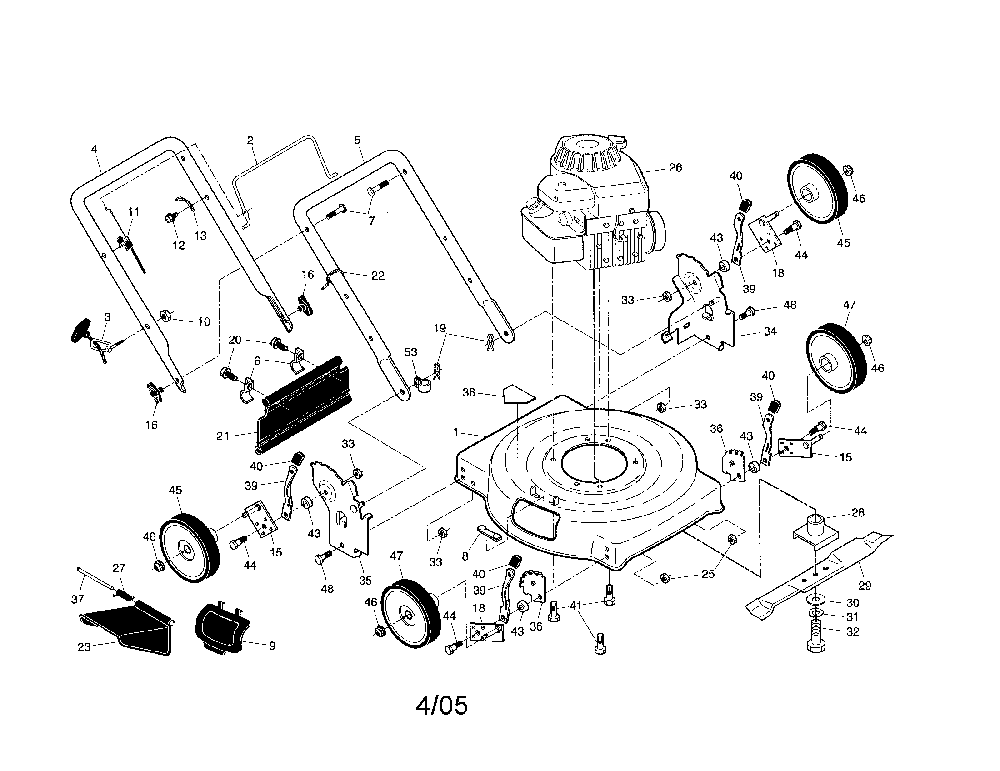 Rotary mower Diagram and Parts List for 224110X92E0  Murray Lawn Mower