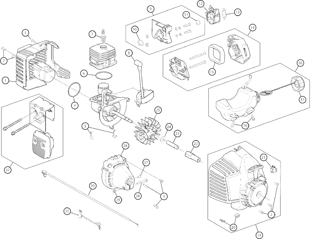 Engine Assembly Diagram and Parts List for M2510 41EDZ03C758 Murray Trimmer