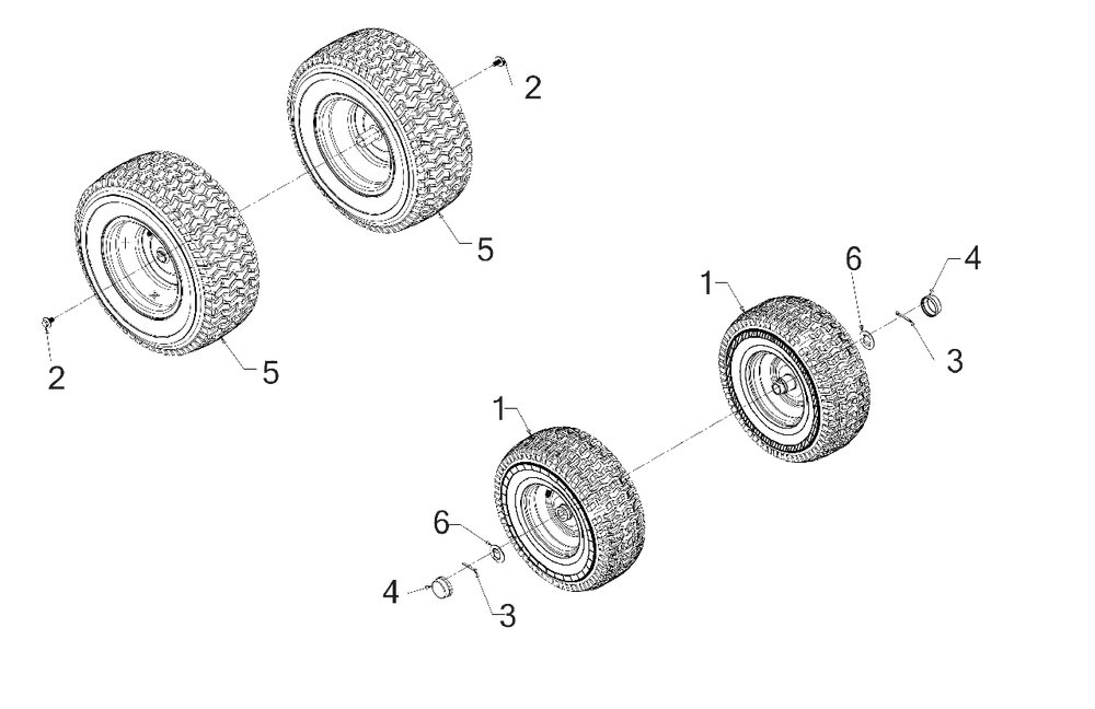 Wheels Diagram and Parts List for 13CC26JD058 2018 Murray Lawn Tractor