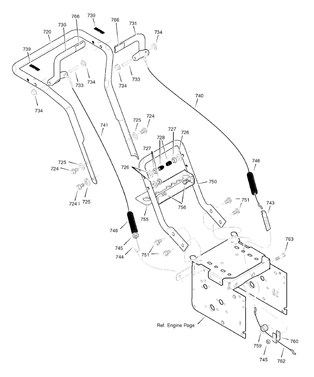 Handle Assembly Diagram and Parts List for 6240900X196A (1695425)(2007) Murray Snow Blower