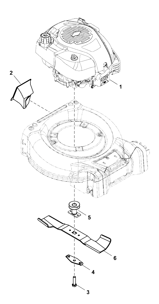 Engine And Blade Group Diagram and Parts List for EXI675 (2691475-00)(2019) Murray Lawn Mower