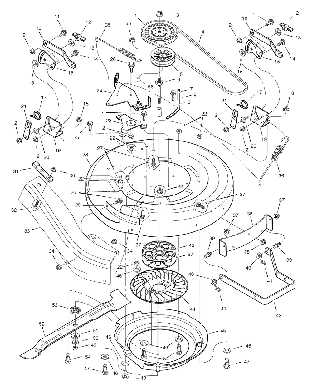 Mower Housing Diagram and Parts List for 312006X51A (7800523)(2009) Murray Lawn Tractor