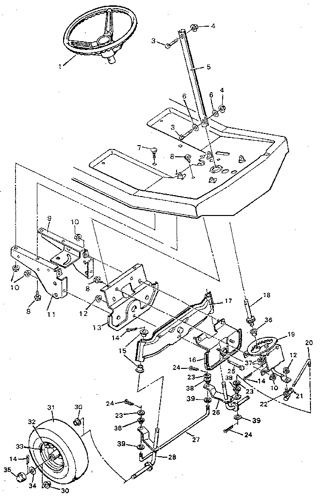 Steering Diagram and Parts List for 9-30502  Murray Lawn Mower