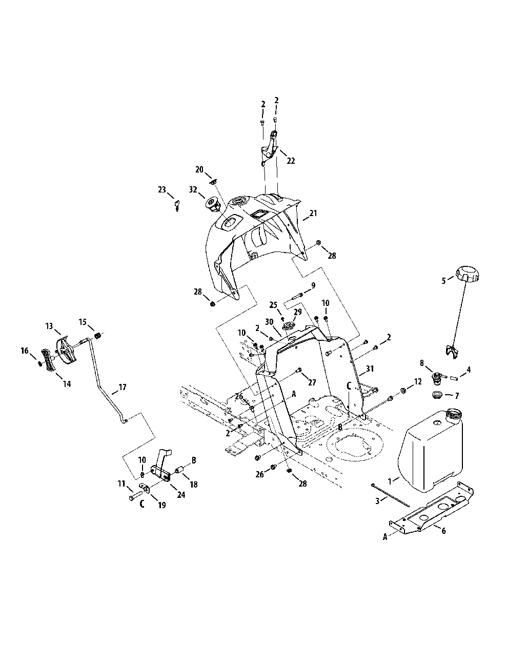 Dash Diagram and Parts List for 13BC76LF058 2014 Murray Lawn Tractor