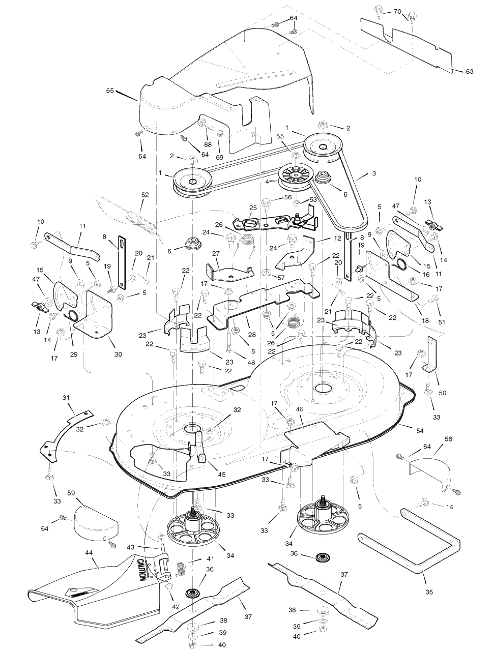 Mower Housing Diagram and Parts List for 405628X114 (7800280)(2008) Murray Lawn Tractor