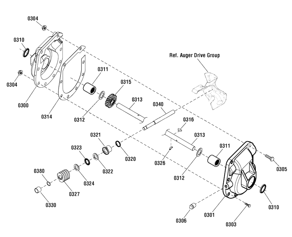 Gear Case Assembly (1752897) Diagram and Parts List for 11527ES (1696029)(2011) Murray Snow Blower