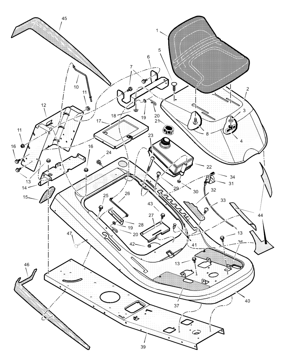 Chassis And Hood Diagram and Parts List for 309029X50B 2003 Murray Lawn Tractor