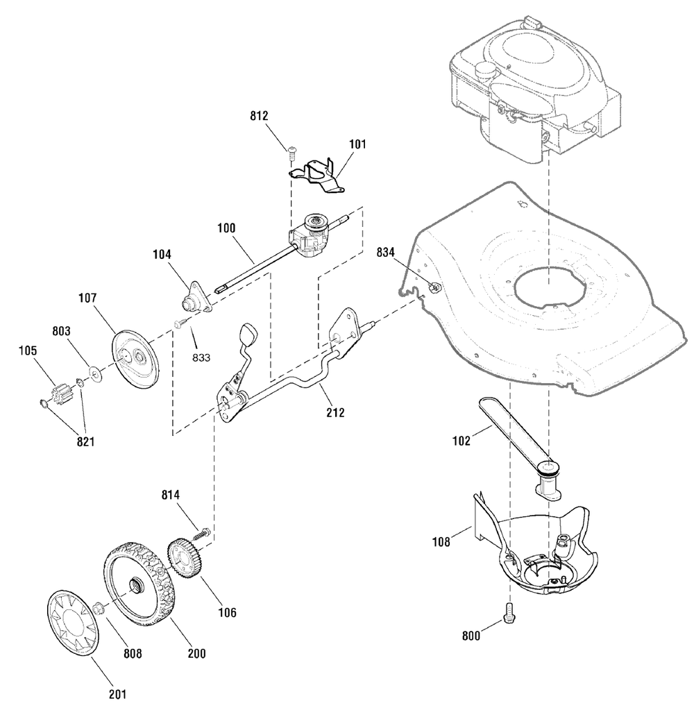 Drive Group Diagram and Parts List for MX450 (881021)(2010) Murray Lawn Mower