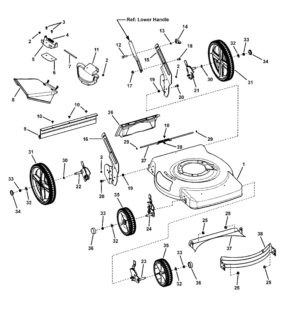 Deck Assembly - Push, Hi-Wheel Diagram and Parts List for NM2265HW (7800241)(2008) Murray Lawn Mower