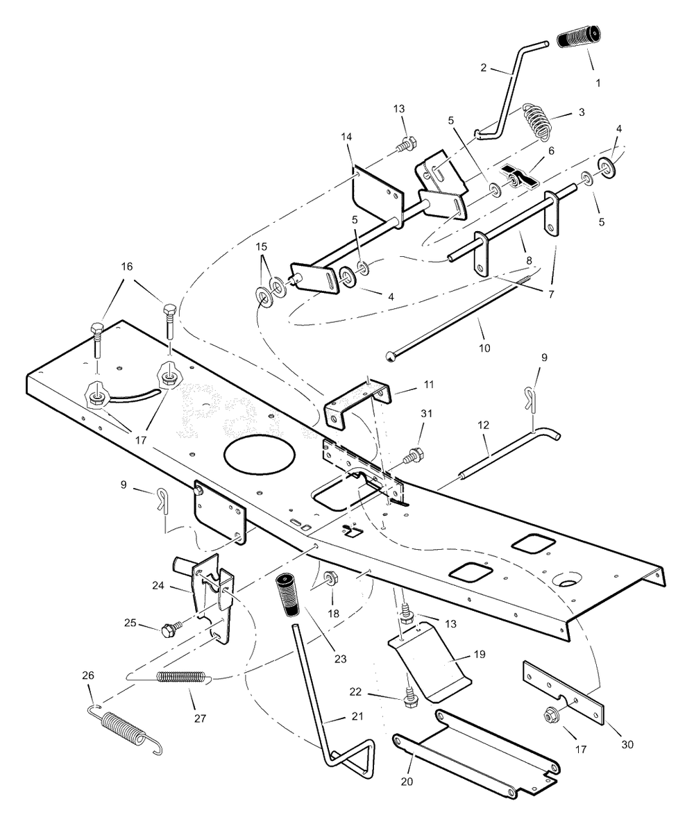 Mower Housing Suspension Diagram and Parts List for 309029X11B 2003 Murray Lawn Tractor