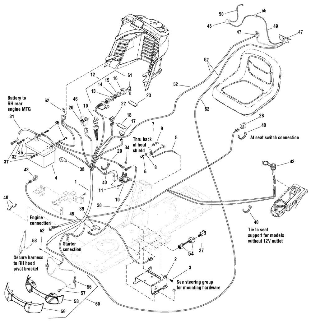 Electrical Group Diagram and Parts List for EYK19540RD (2988143)(2009) Murray Lawn Tractor