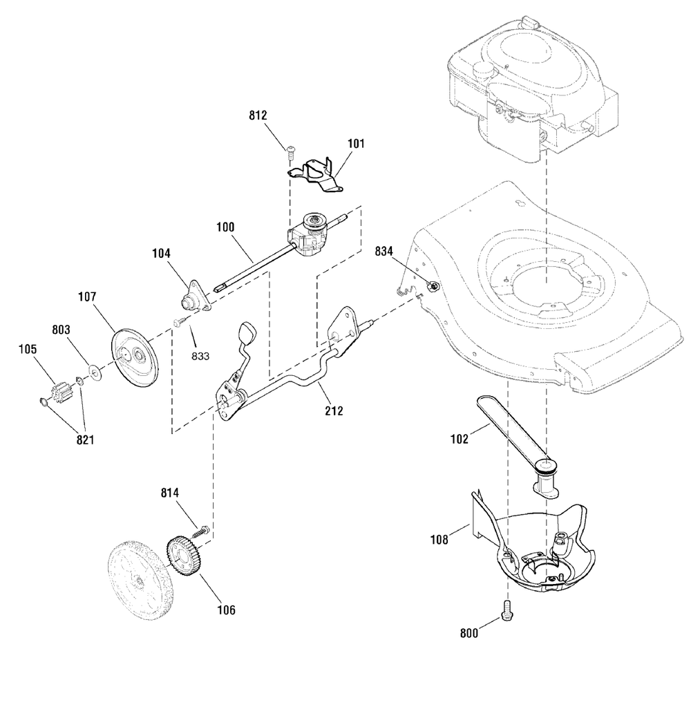 Drive Group Diagram and Parts List for MXH550 (881025)(2010) Murray Lawn Mower
